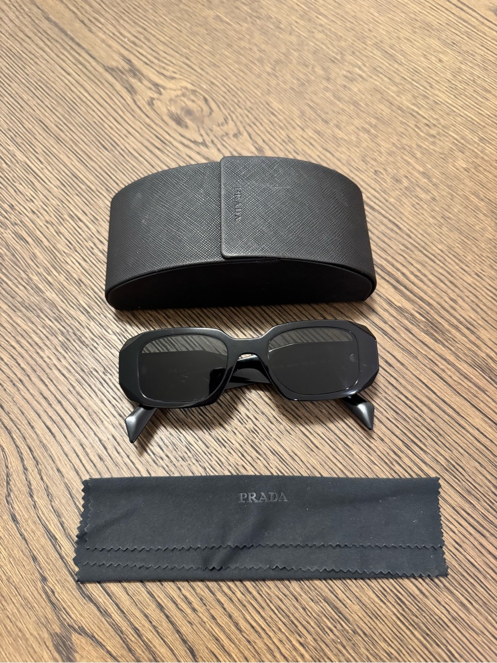 Prada Black Geometric Rectangular Sunglasses